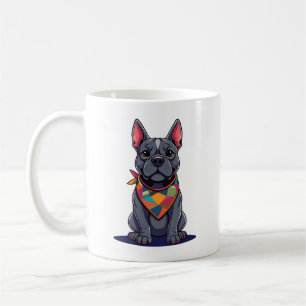 Süßer Pitbull-Franzose-Hund mit Bandana-Kunst Kaffeetasse