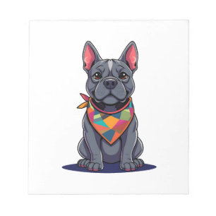 Süßer Pitbull Franzose Hund mit Bandana Kunst Notizblock
