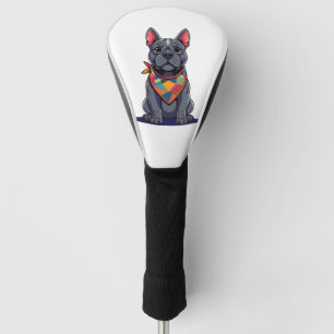 Süßer Pitbull-Frenchie-Hund mit Bandana-Kunst Golf Headcover