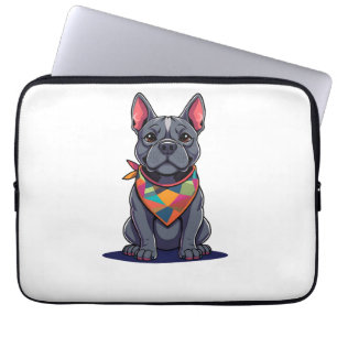 Süßer Pitbull Frenchie-Hund mit Bandana-Kunst Laptopschutzhülle