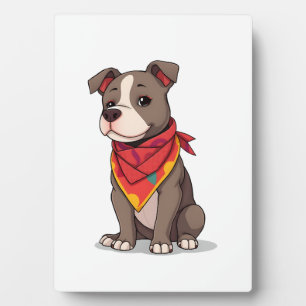 Süßer Pitbull mit Bandana Gif für Hunde Liebhaber Fotoplatte