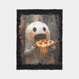 Süßer Pizza-Geist isst Pizza Lustiger Halloween Fo Fleecedecke