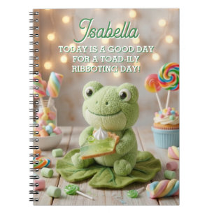 Süßer Plüschfrosch mit personalisiertem Key Lime P Notizblock
