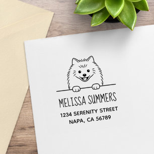 Süßer Pomeranian-Hund individueller Absender Gummistempel