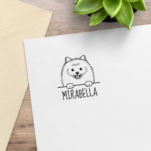 Süßer Pomeranian-Hund mit individuellem Namen 1x1 Gummistempel