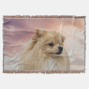 Süßer Pomeranian-Hund Wasserfarben-Ölgemälde Decke