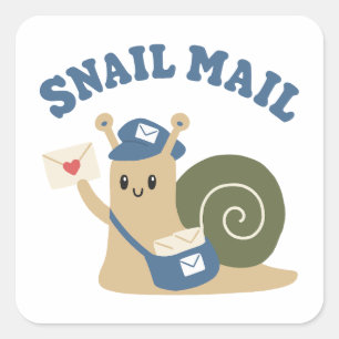 Süßer Postschneckenpostbote Quadratischer Aufkleber