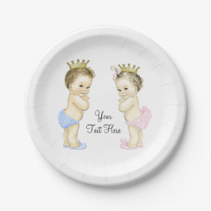 Süßer Prinz und Prinzessin Junge und Mädchen Zwill Pappteller