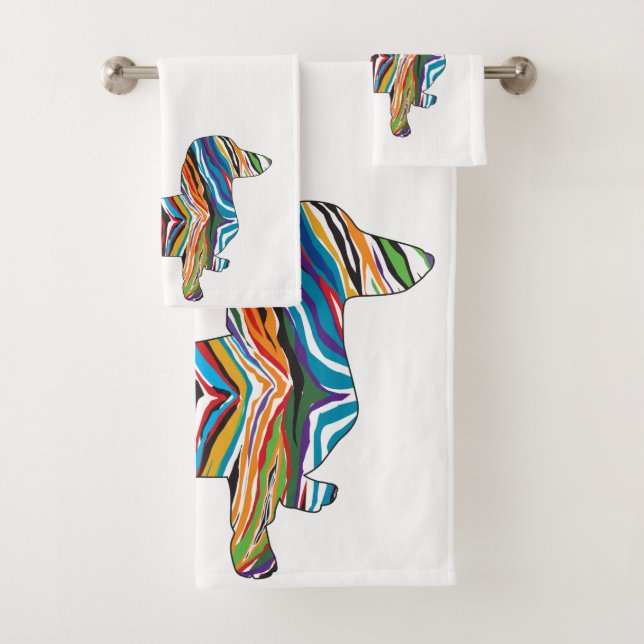 Süßer psychedelischer Dachshund Badhandtuch Set (Insitu)