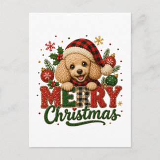 Süßer Pudel Frohe Weihnachten Einladungspostkarte