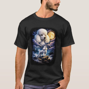 Süßer Pudel heult zum Mond Vintage Mystisch D T-Shirt