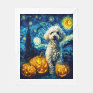 Süßer Pudel-Hund Halloween Jack O Lantern Kürbis F Fleecedecke