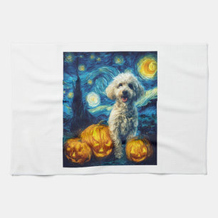 Süßer Pudel-Hund Halloween Jack O Lantern Kürbis F Geschirrtuch