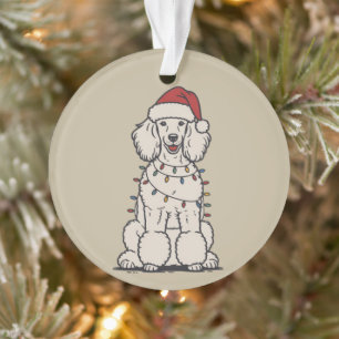 Süßer Pudel in Weihnachtslichter eingewickelt Urla Ornament