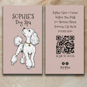 Süßer Pudel Rosa Hundefrisör-Salon QR-Code Visitenkarte
