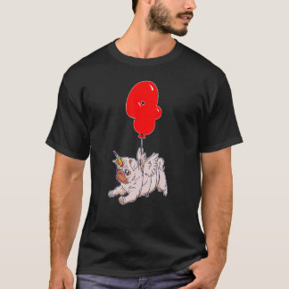 Süßer Pug-Einhorn 4. Geburtstag Kinder-Ballonparty T-Shirt