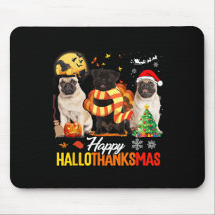 Süßer Pug Frohes Hallothanksmas Halloween Erntedan Mousepad
