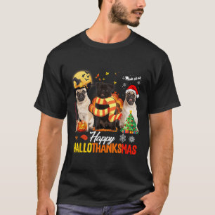 Süßer Pug Fröhliches Hallothanksmas Halloween Ernt T-Shirt