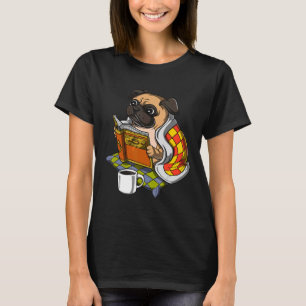 Süßer Pug-Hund liest Buch Welpen Nerd Kinder Mädch T-Shirt