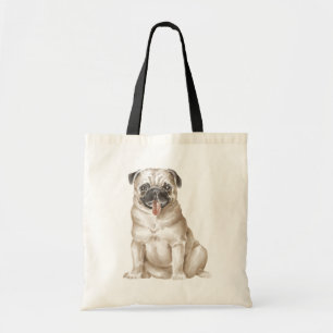 Süßer Pug-Leben-Welpen-Hund-Wasserfarbe-lustige Pu Tragetasche
