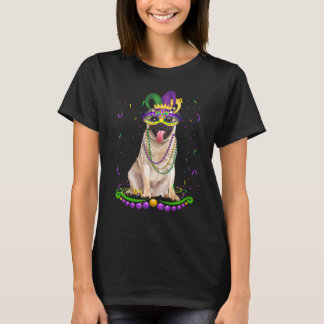 Süßer Pug mit Karnevalsmaske Mardi Gras Hunde T-Shirt