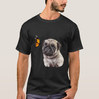 Süßer Pug mit Schmetterling Hundeliebhaber-Geschen T-Shirt