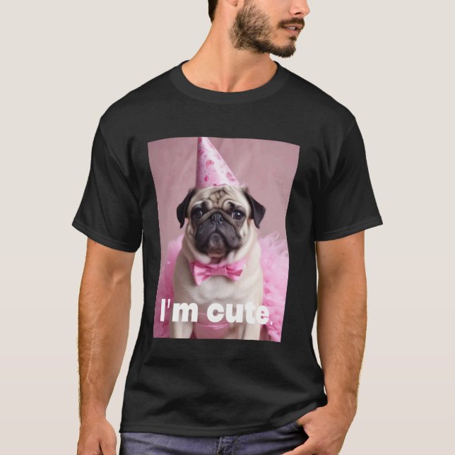 Süßer Pug Rosa T-Shirt (Vorderseite)