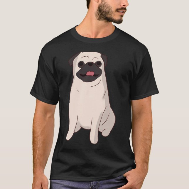 Süßer Pug sitzt T-Shirt (Vorderseite)