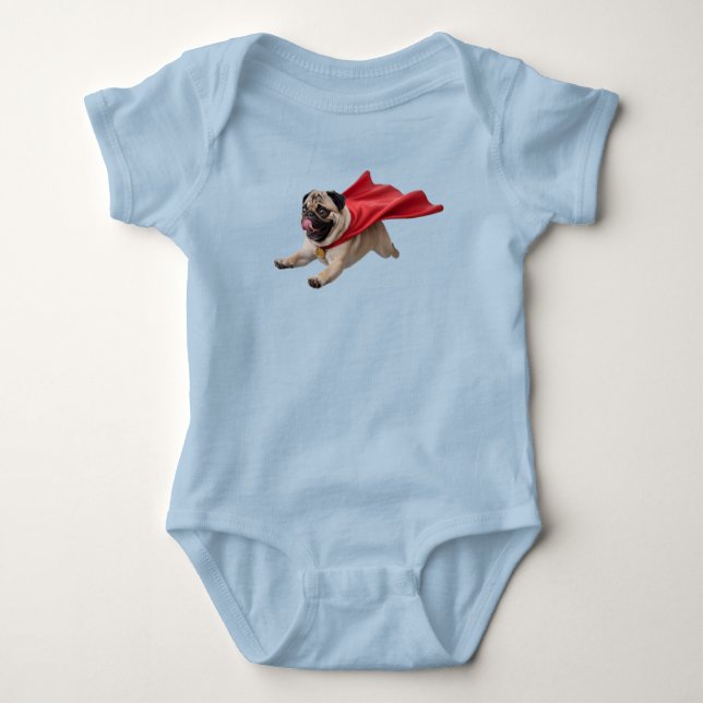 Süßer Pug Superheld Baby Strampler (Vorderseite)