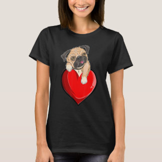Süßer Pug Valentinstag Herz Hunde Liebhaber Jungen T-Shirt