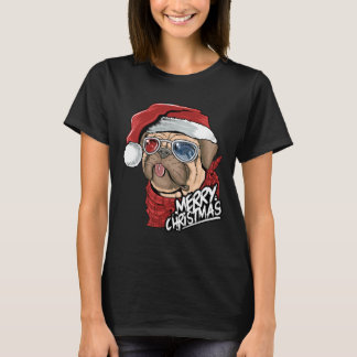 Süßer Pug-Welpe Hund Santa Claus Weihnachten Klass T-Shirt