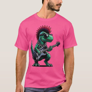 Süßer Punk-Dinosaurier Rock'N Roll Goth Dino Gitar T-Shirt