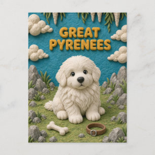Süßer Pyrenäen-Welpe, Baby-Hund Postkarte