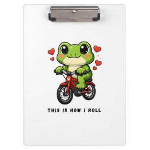 Süßer Radfahrender Frosch Kawaii Frosch Fahrrad Klemmbrett