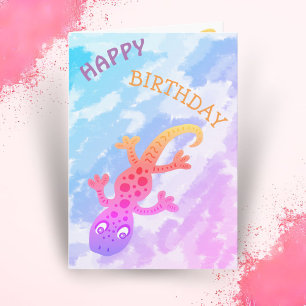 Süßer Regenbogen-Eidechsen-Gecko Alles Gute zum Ge Karte