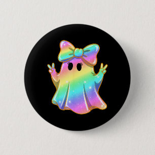 Süßer Regenbogen-Geist Frieden Lustiger Halloween- Button