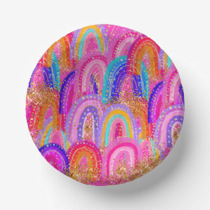 Süßer Regenbogen-Gold-Glitter Pappteller
