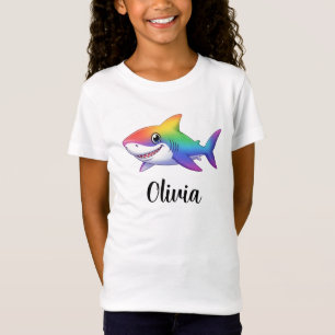 Süßer Regenbogen-Hai-Cartoon T-Shirt