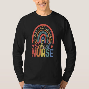 Süßer Regenbogen-Leoparden-Druck-Schulkrankenschwe T-Shirt