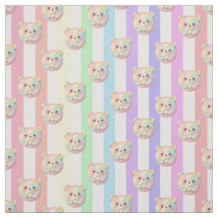 Süßer Regenbogen-Pastell-Teddybär und Streifen Stoff
