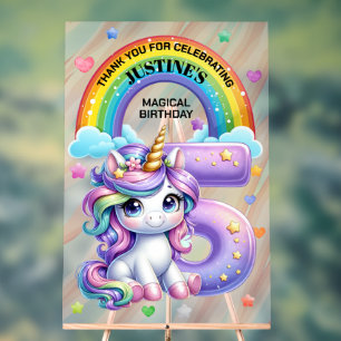 Süßer Regenbogen und Einhorn 5. Geburtstagsfeier Acrylschild