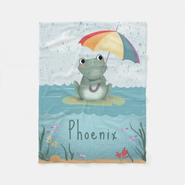 Süßer Regenbogenfrosch Regenbogenkinder Fleecedecke (Vorderseite)