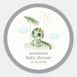Süßer Regentropfen Kleiner Drache Baby Shower Runder Aufkleber