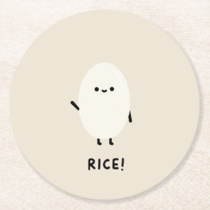 süßer Reis-Charakter minimal kawaii lustiger Reis  Runder Pappuntersetzer
