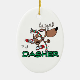 süßer rennender Rentier DASHER Cartoon Keramikornament