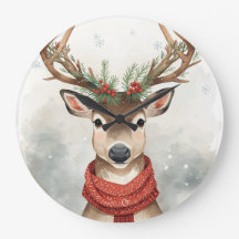 Süßer Rentier-Weihnachts-Rundwanduhr