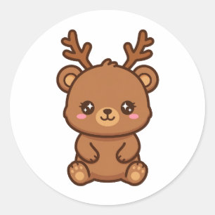 Süßer Rentierbär Weihnachten Runder Aufkleber
