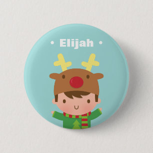 Süßer Rentierjunge Kinder Weihnachtsfüller Button