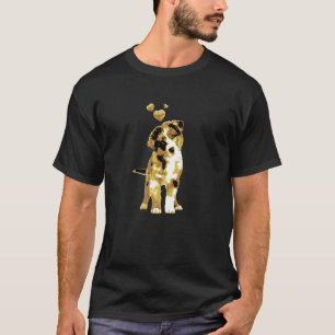 Süßer Retro Australischer Schäferhund mit Herzen V T-Shirt