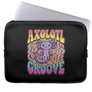 Süßer Retro-Axolotl-Groove trippy 70 Hippie-Regenb Laptopschutzhülle